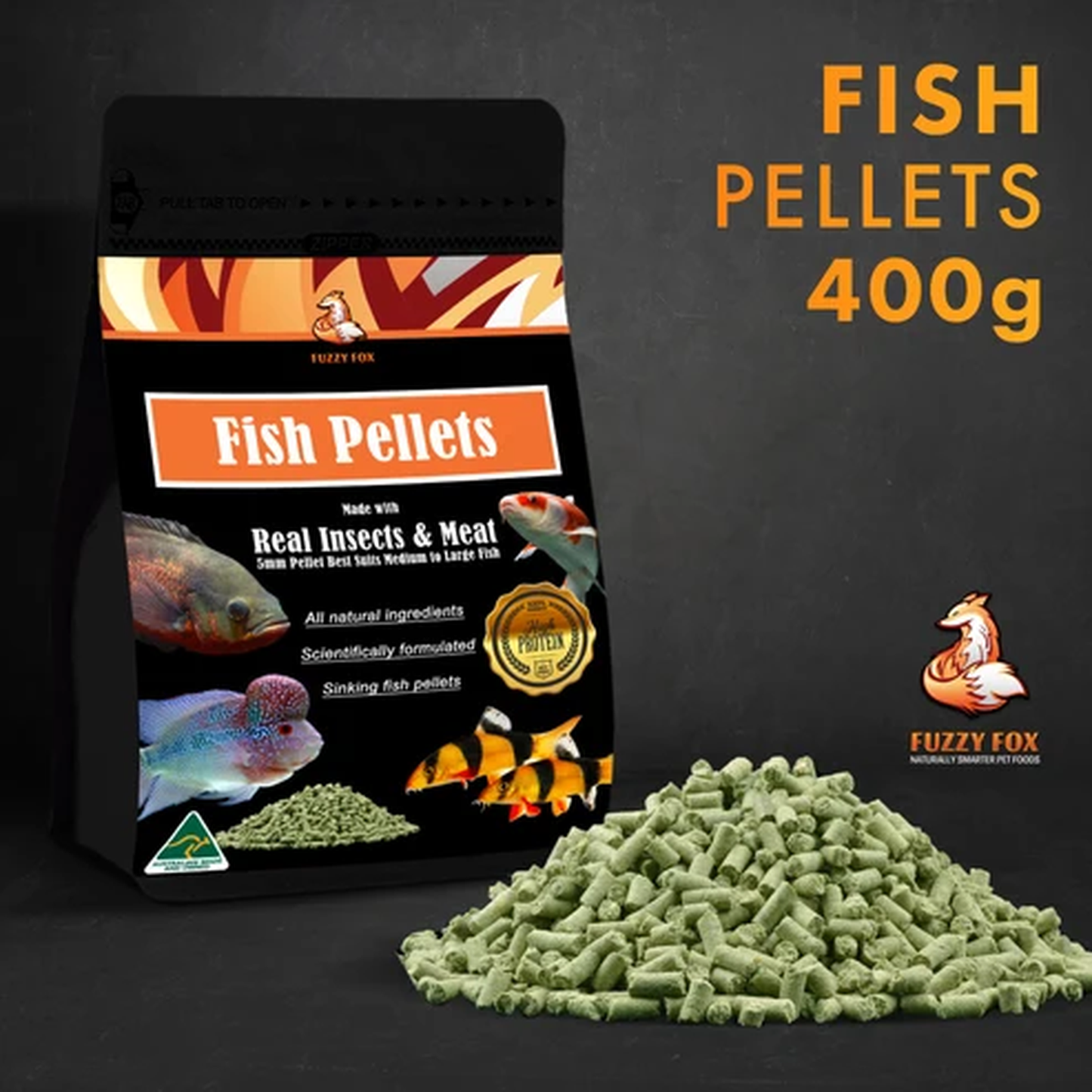 Fuzzy Fox 5mm Sinking Fish Pellets 400g