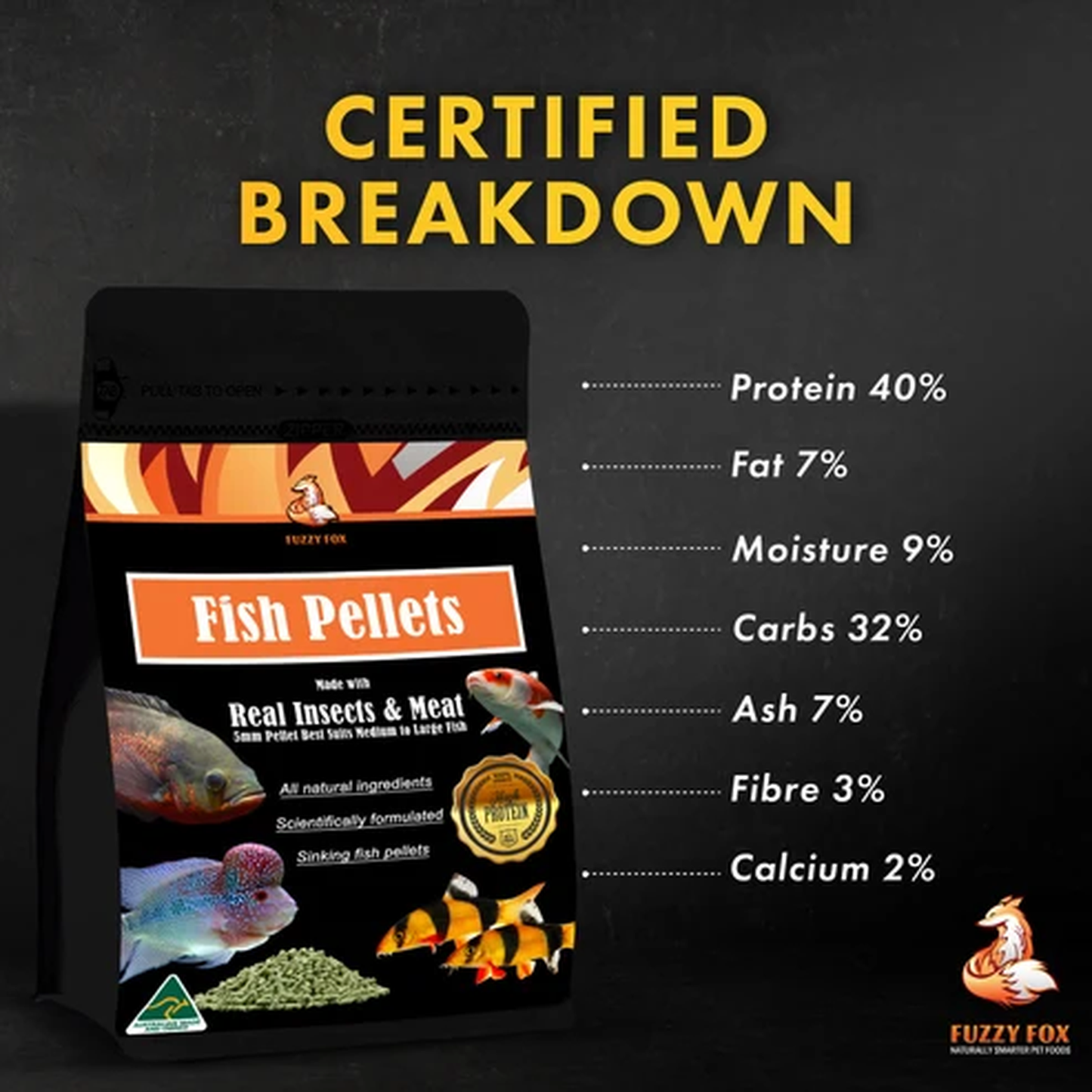 Fuzzy Fox 5mm Sinking Fish Pellets 400g