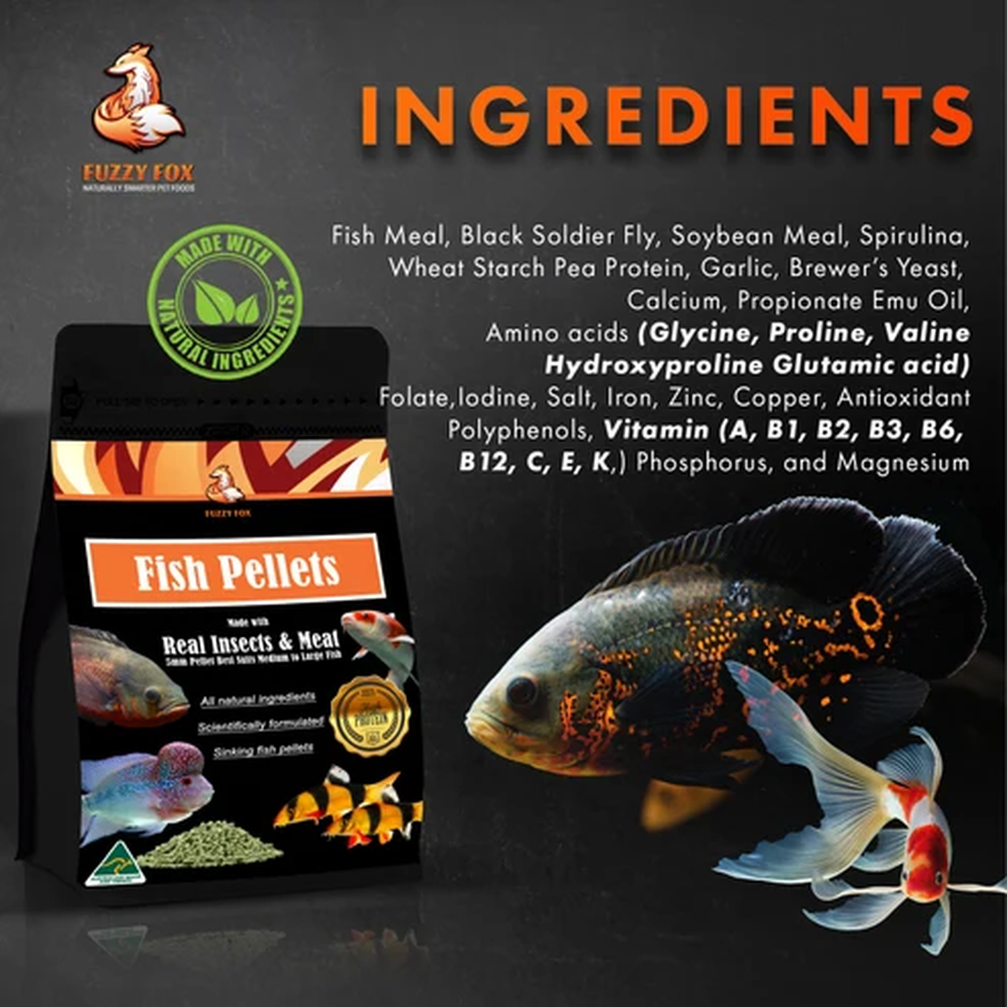 Fuzzy Fox 5mm Sinking Fish Pellets 400g