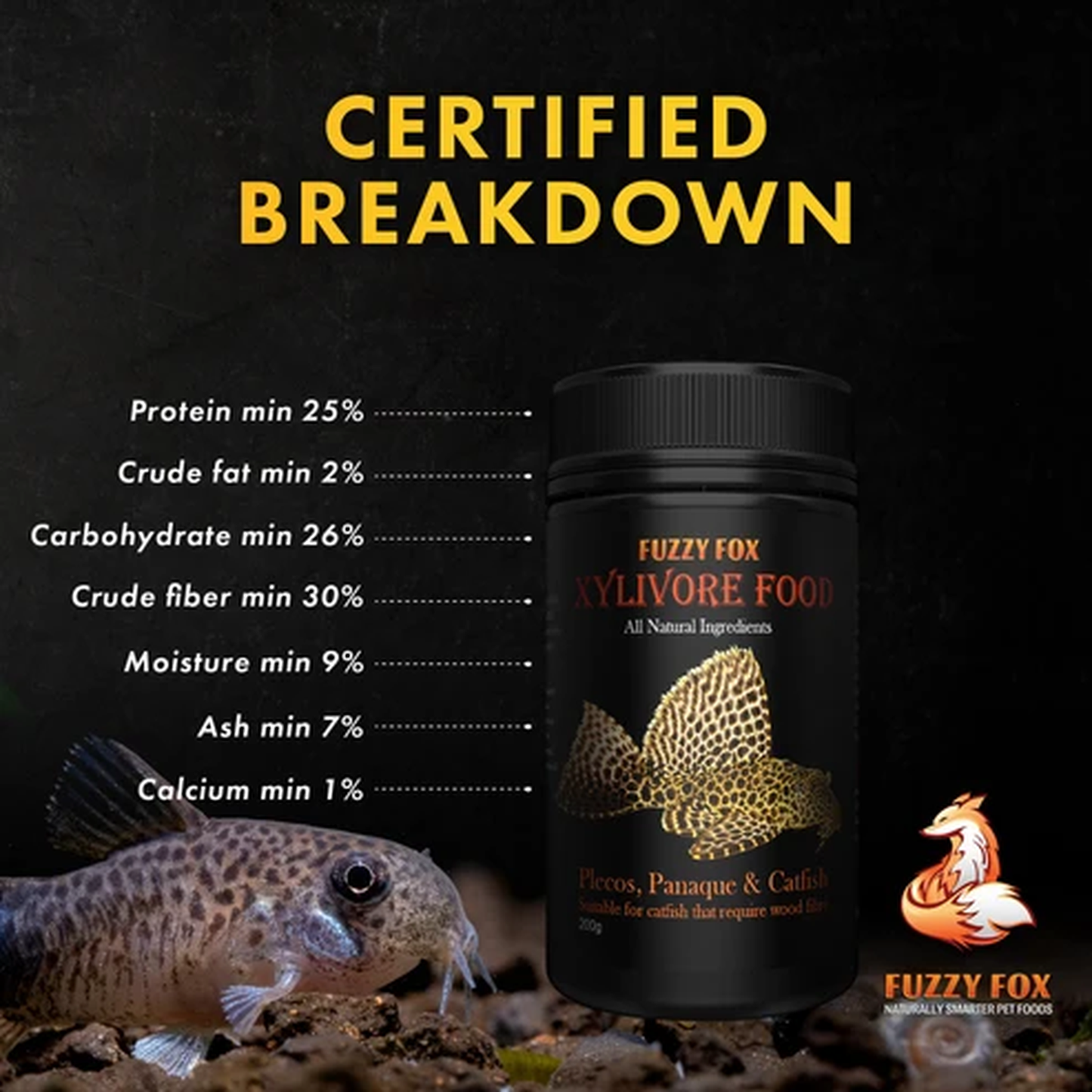 Fuzzy Fox Fish Xylivore Mix 65g-200g